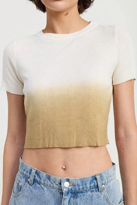 Emory Park Emory Park Ombre Crew Neck Cropped Top