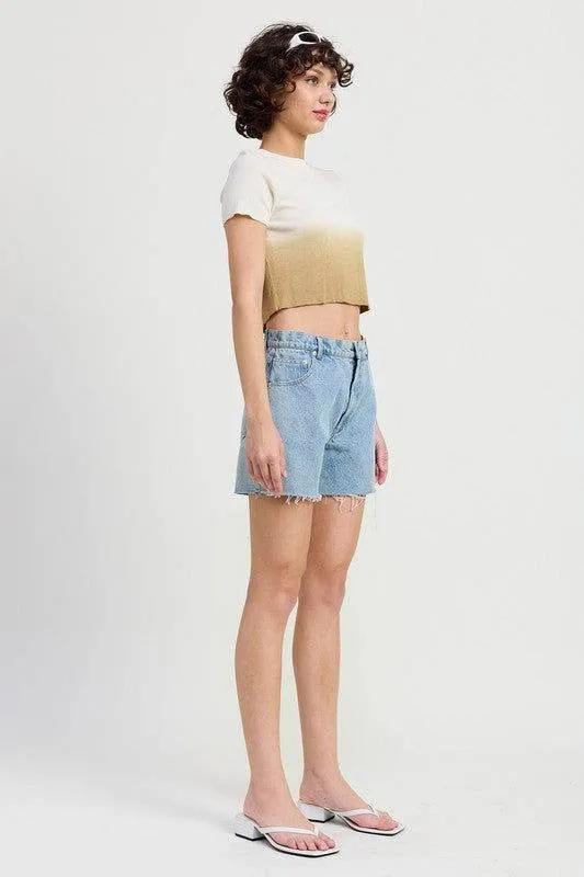 Emory Park Emory Park Ombre Crew Neck Cropped Top