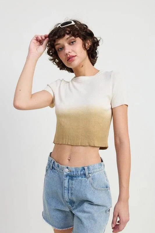 Emory Park Emory Park Ombre Crew Neck Cropped Top