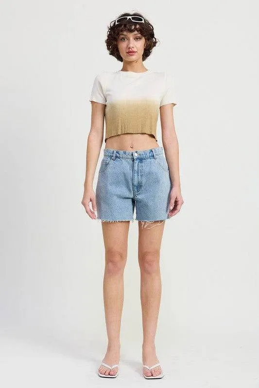 Emory Park Emory Park Ombre Crew Neck Cropped Top