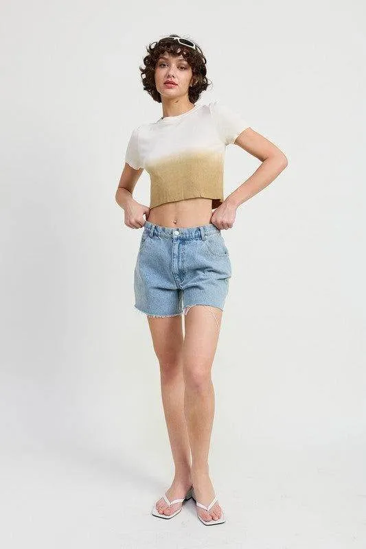 Emory Park Emory Park Ombre Crew Neck Cropped Top