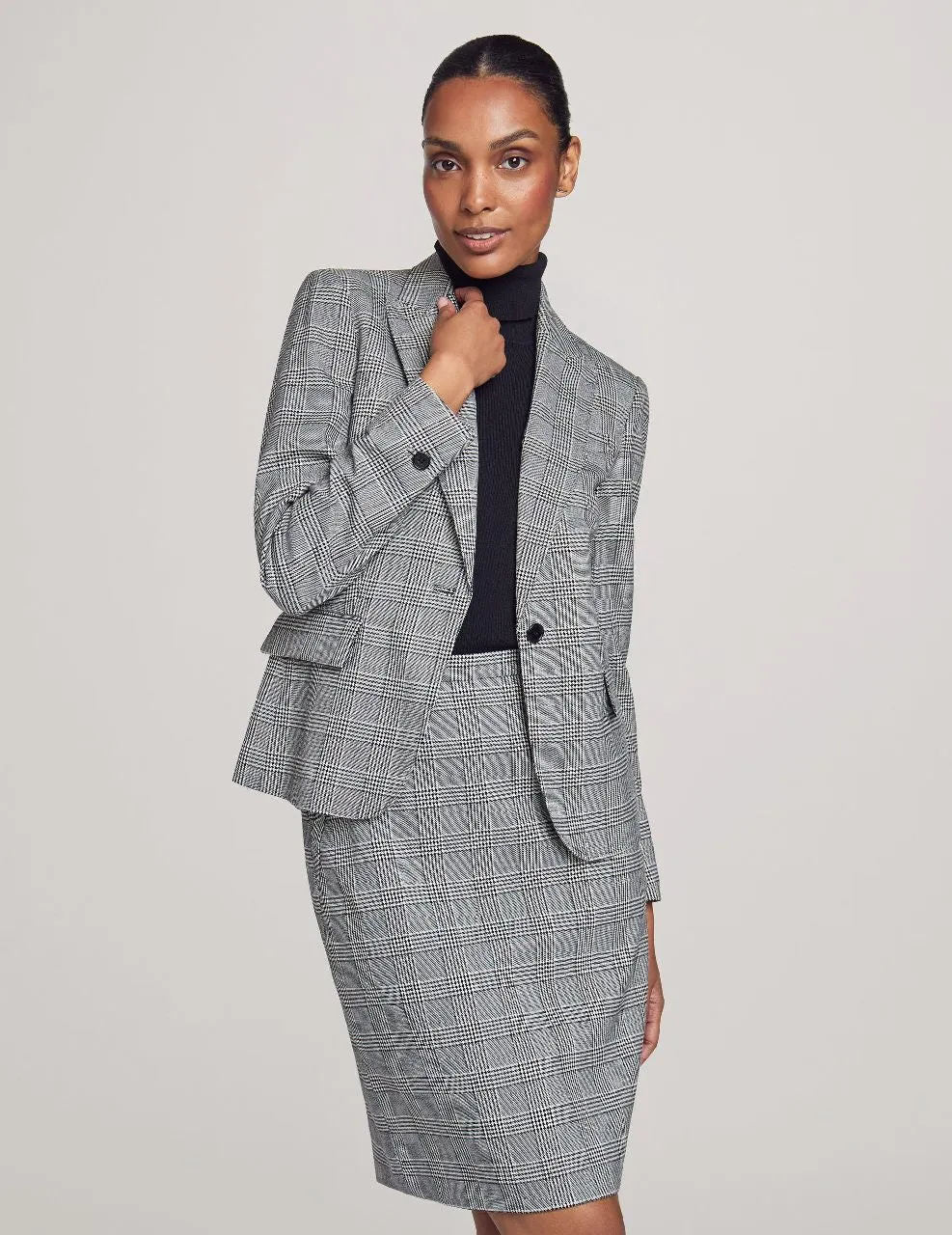 Executive Collection Plaid Jacket with Skirt