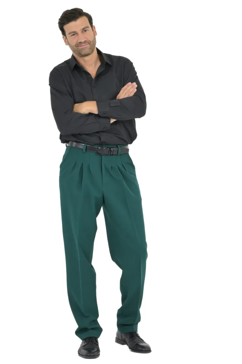 Forest Green Tango Pants With Three Pleats