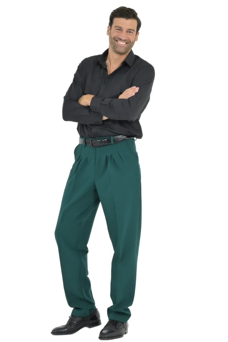 Forest Green Tango Pants With Three Pleats