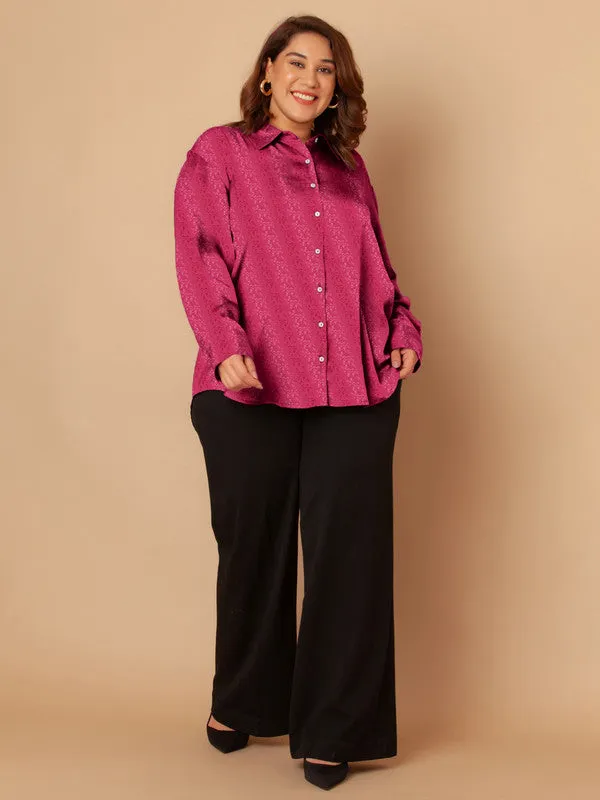 Fuschia Self Design Buttoned Shirt