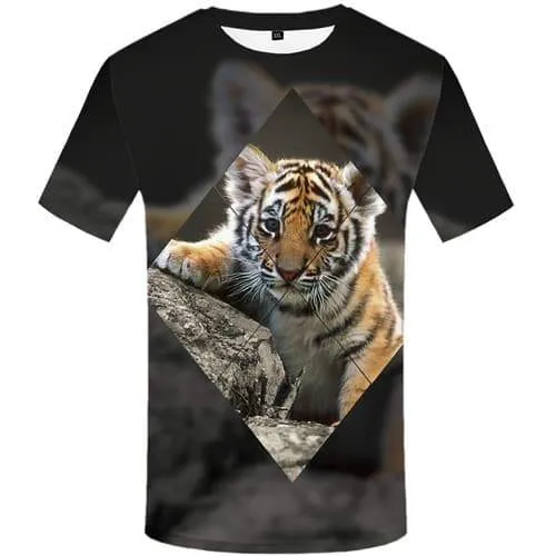 Geometric Flowers T-shirt Men Tiger T-shirts 3d Animal Tshirt Anime Abstract Shirt Print Fantasy T-shirts Graphic Short Sleeve