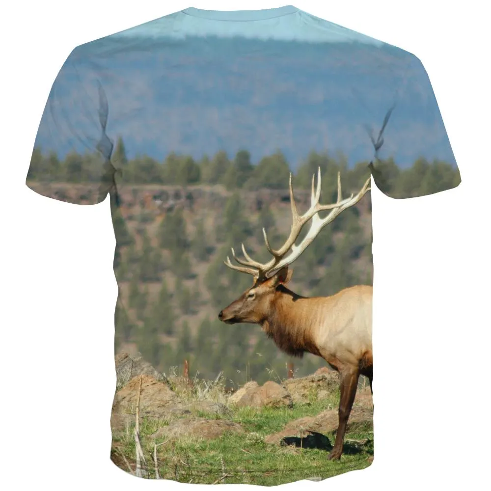 Hunting T-shirt Men Jungle Tshirts Casual Deer T-shirts Graphic Shooter T-shirts 3d Camouflage Tshirt Anime