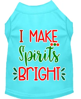 I Make Spirits Bright Screen Print Dog Shirt Aqua Xxl