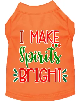 I Make Spirits Bright Screen Print Dog Shirt Orange Xl