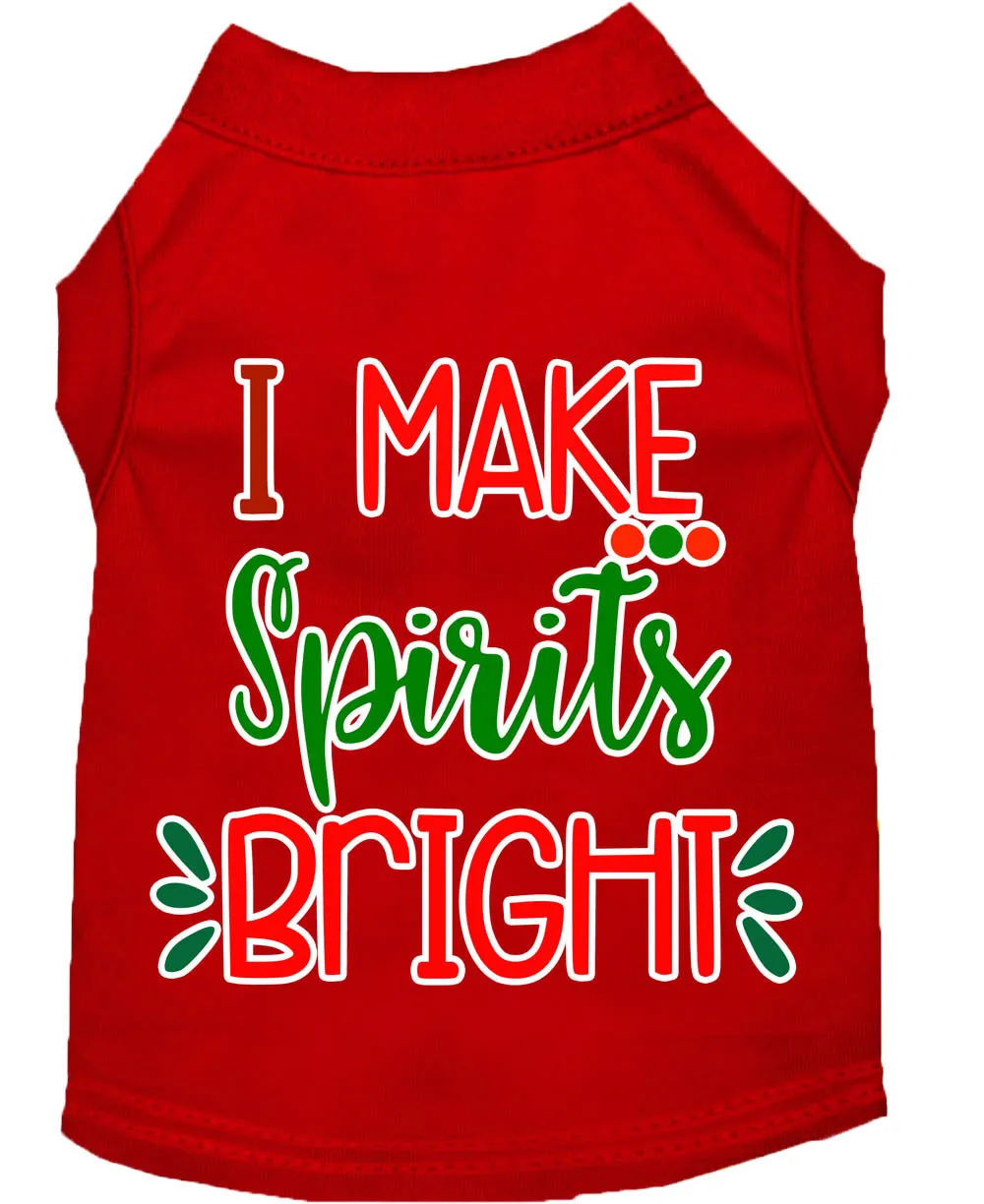 I Make Spirits Bright Screen Print Dog Shirt Red Sm