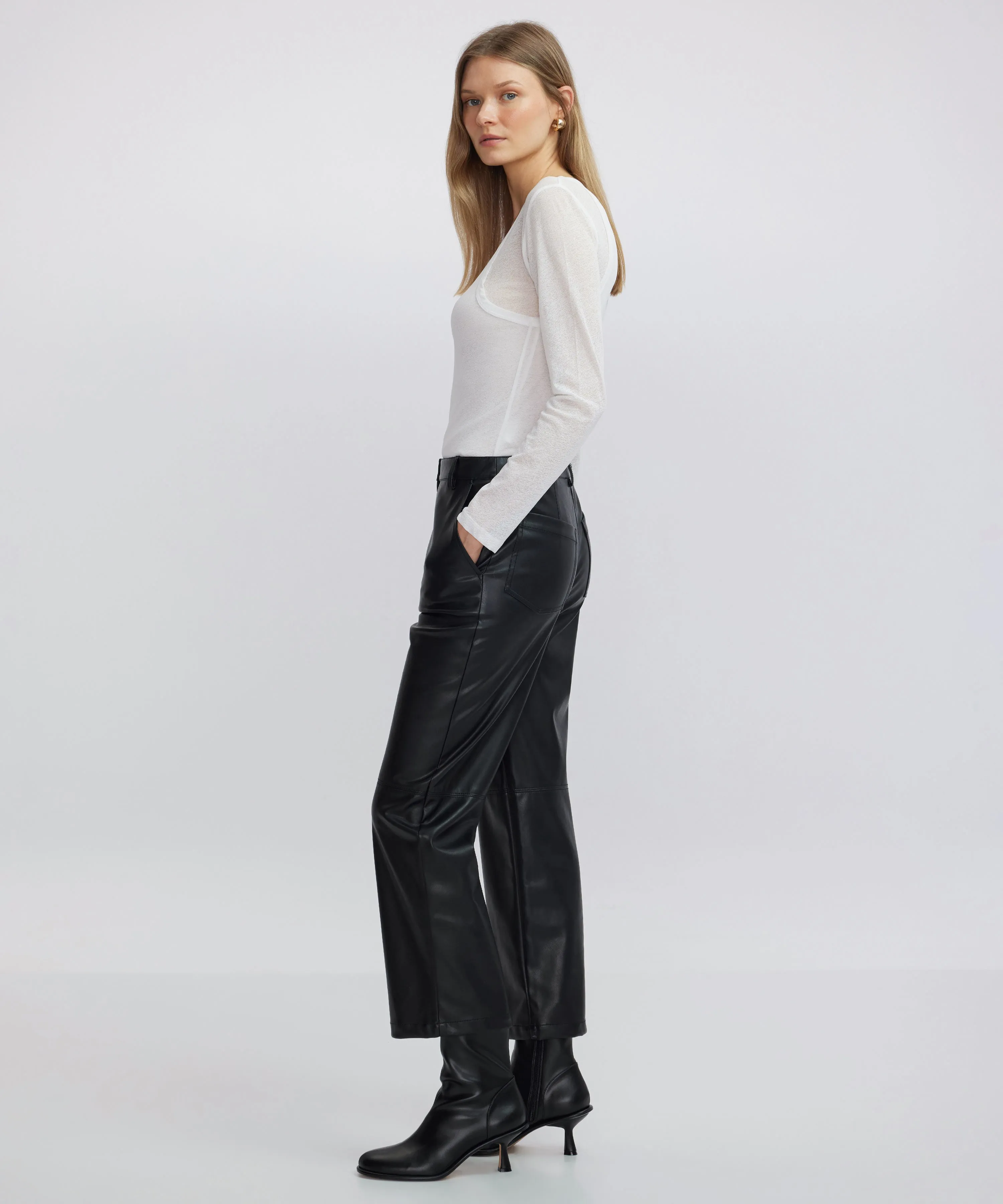 Ipekyol Leather Look Trousers Black