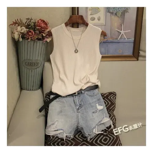 Knitted Vests Sleeveless Casual Thin Tank Tops