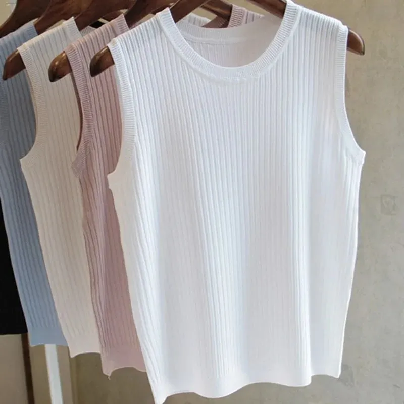 Knitted Vests Sleeveless Casual Thin Tank Tops