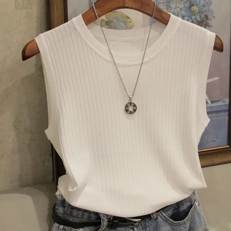 Knitted Vests Sleeveless Casual Thin Tank Tops