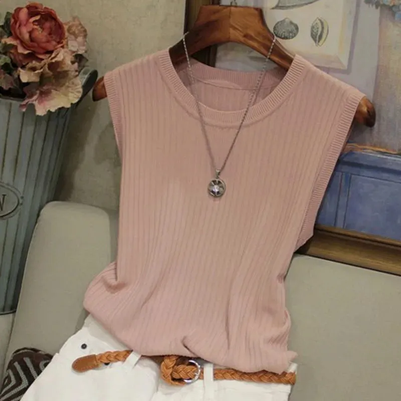 Knitted Vests Sleeveless Casual Thin Tank Tops