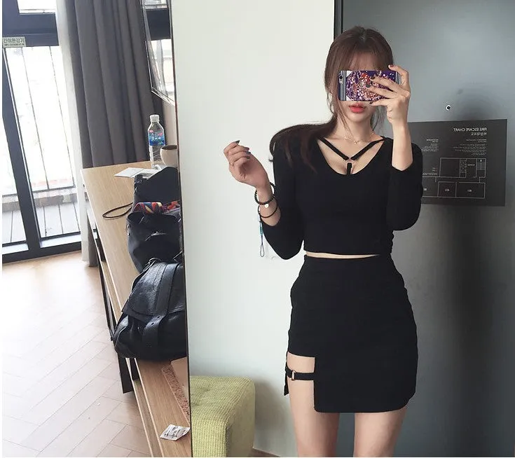 Korea Personality Niche Slim Look Hip Flattering Sexy Skirt