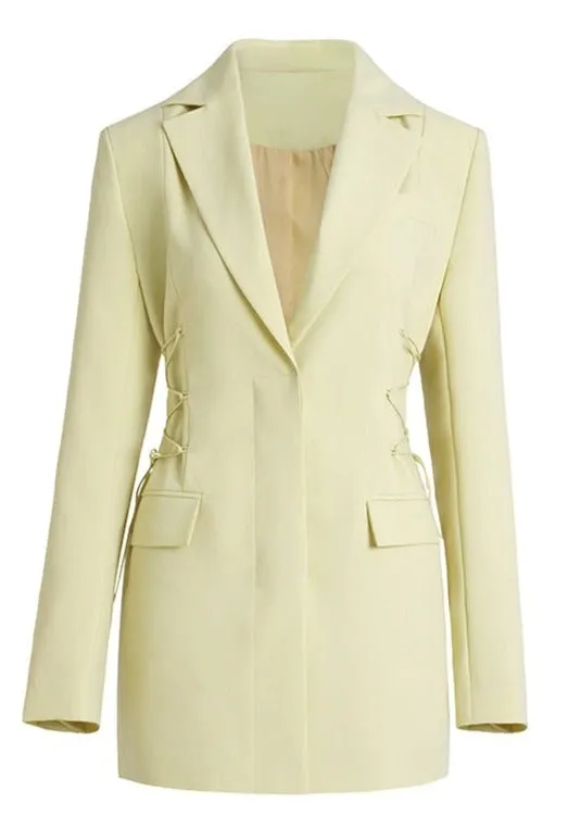 Light Yellow Lace up Blazer