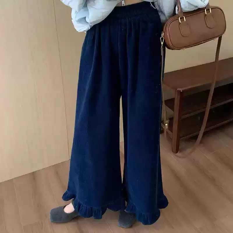 Loose Corduroy Lotus Hem Wide-leg Pants