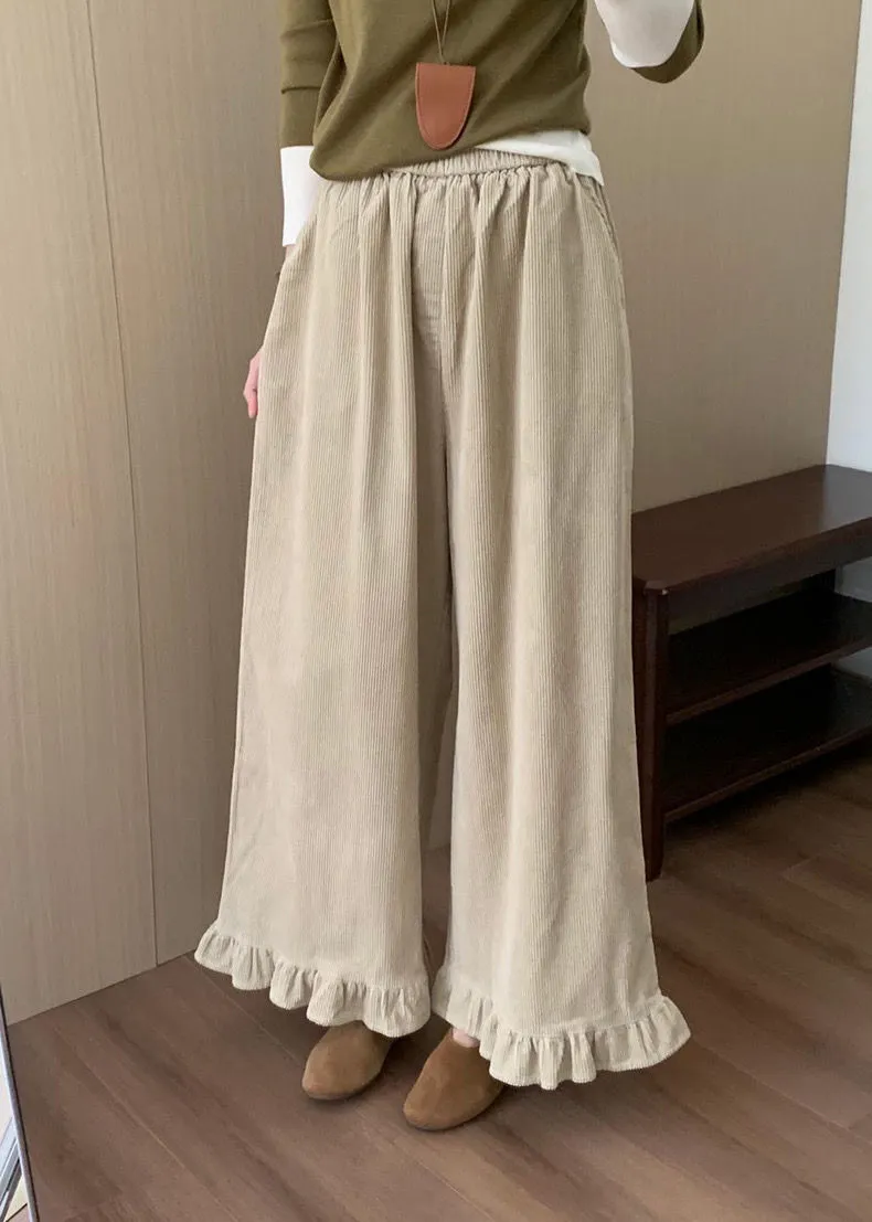 Loose Corduroy Lotus Hem Wide-leg Pants