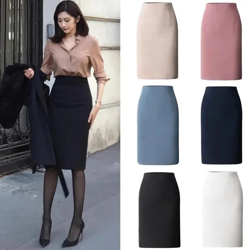 Lucyever Women Office Pencil Skirts 2024 New Autumn Elegant Slim High Waist Black Skirt Ladies Korean Fashion Skinny OL Skirt