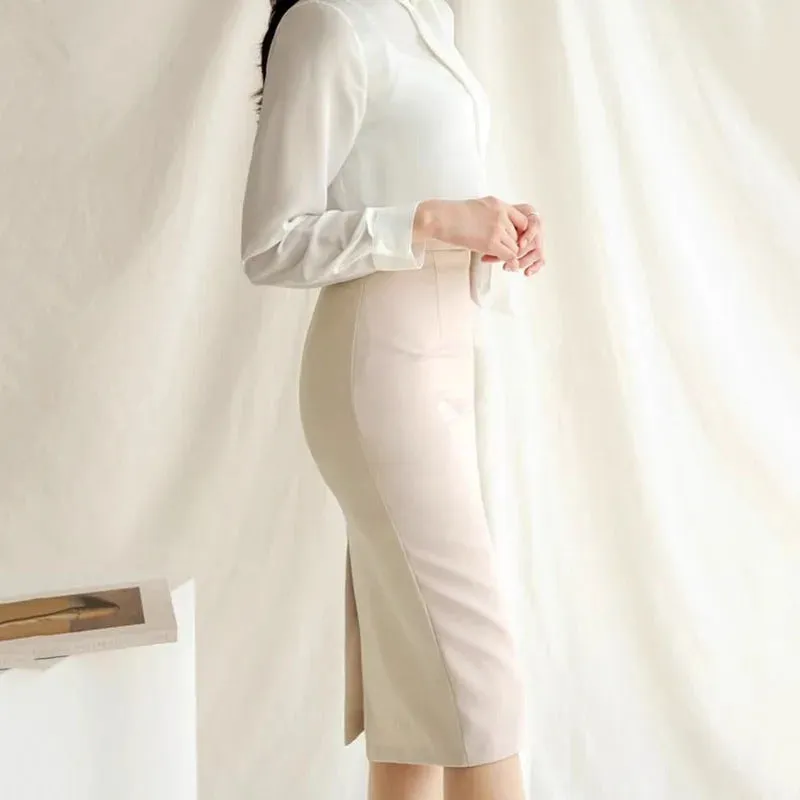 Lucyever Women Office Pencil Skirts 2024 New Autumn Elegant Slim High Waist Black Skirt Ladies Korean Fashion Skinny OL Skirt