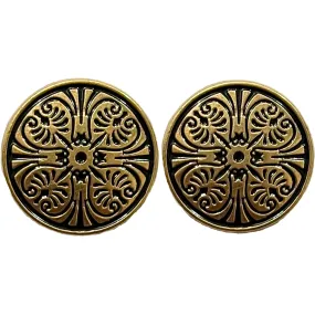 Matte Gold & Black Color Engraved Designer 1 Hole Metal Buttons