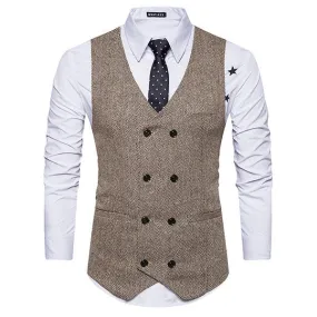 Men Double Breasted Vest