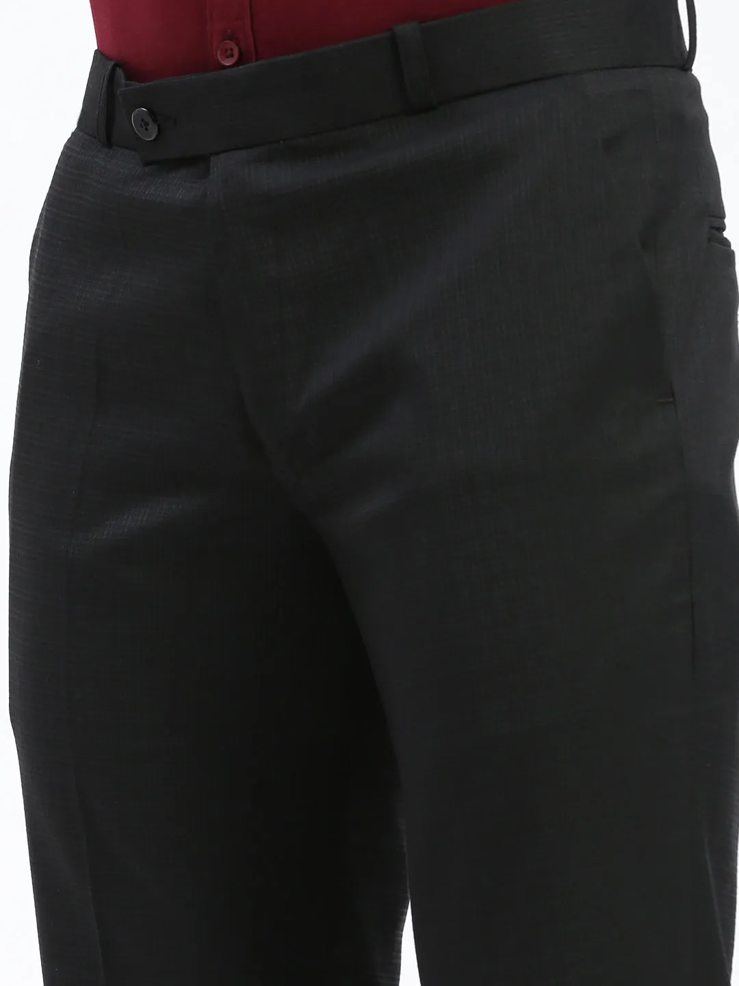 Men Solid Black Formal Trousers