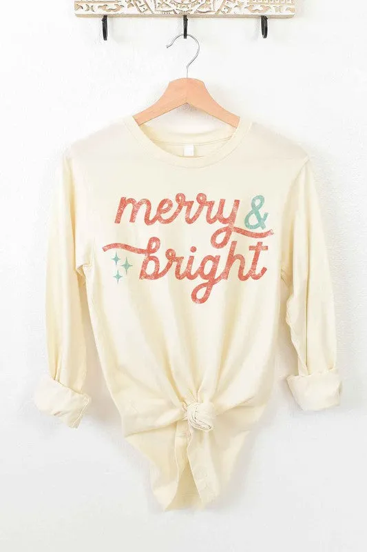 MERRY AND BRIGHT CHRISTMAS LONG SLEEVE TEE