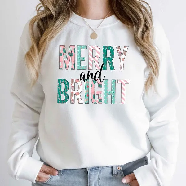 MERRY BRIGHT CHRISTMAS GRAPHIC SWEATSHIRT