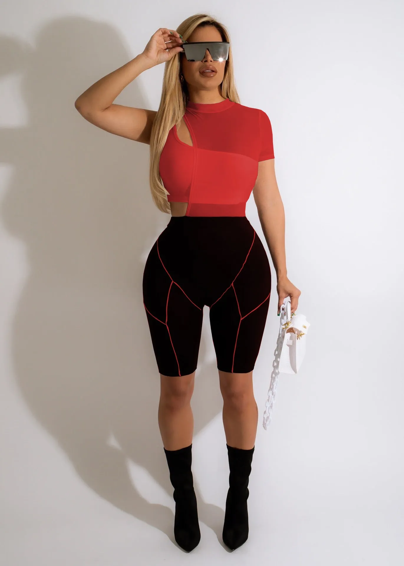 Mesh T Shirts & Vests & Cropped Pants Wholesale Women'S Sets