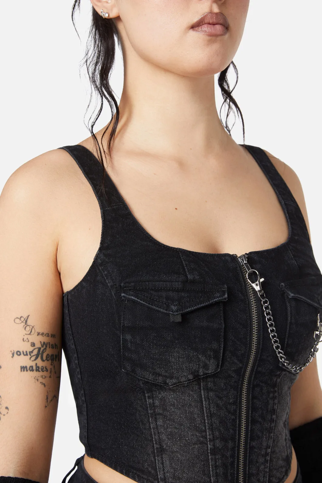 Mortal Denim Corset Top