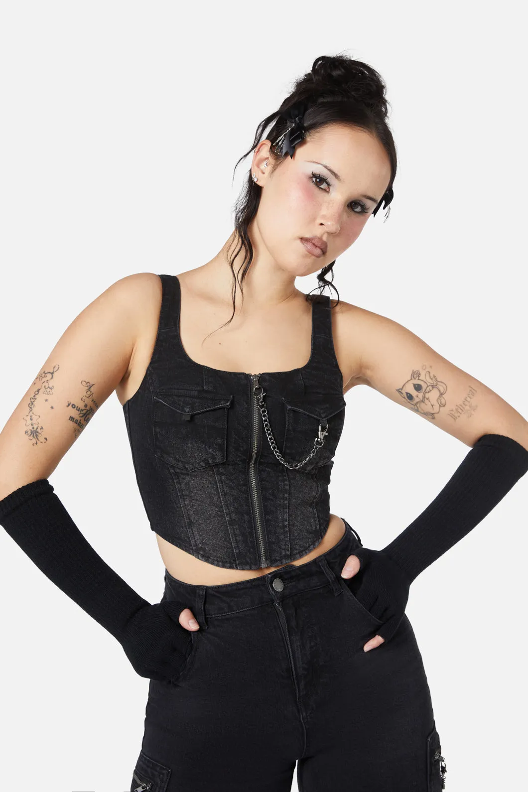 Mortal Denim Corset Top