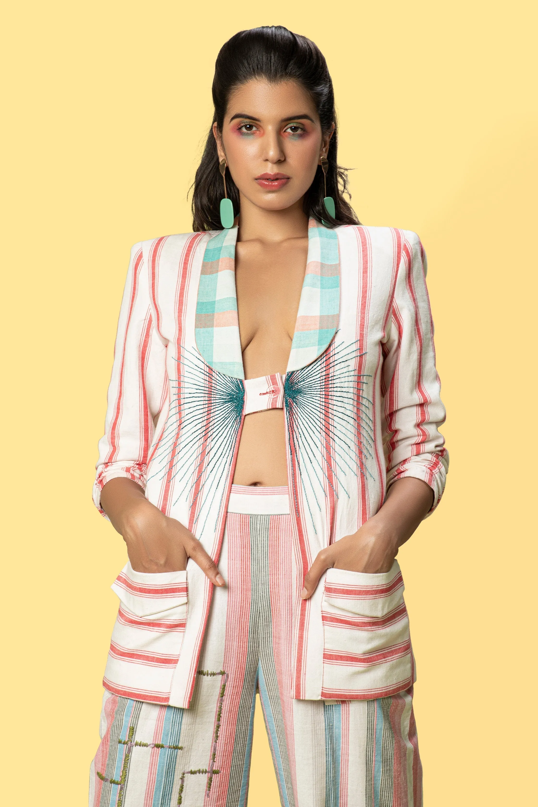 Multicolor Striped Blazer