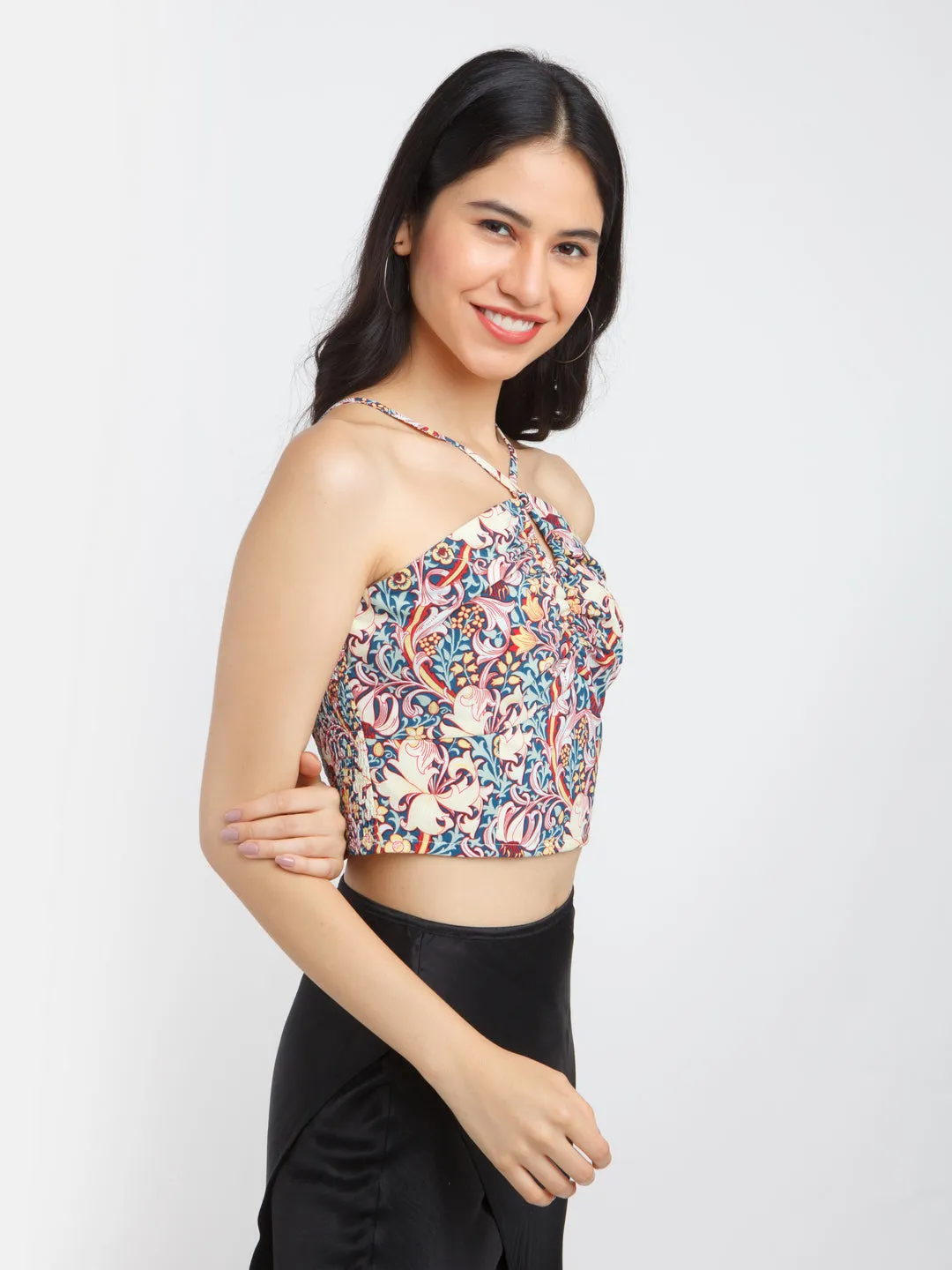 Multicolored Printed Off-shoulder Top