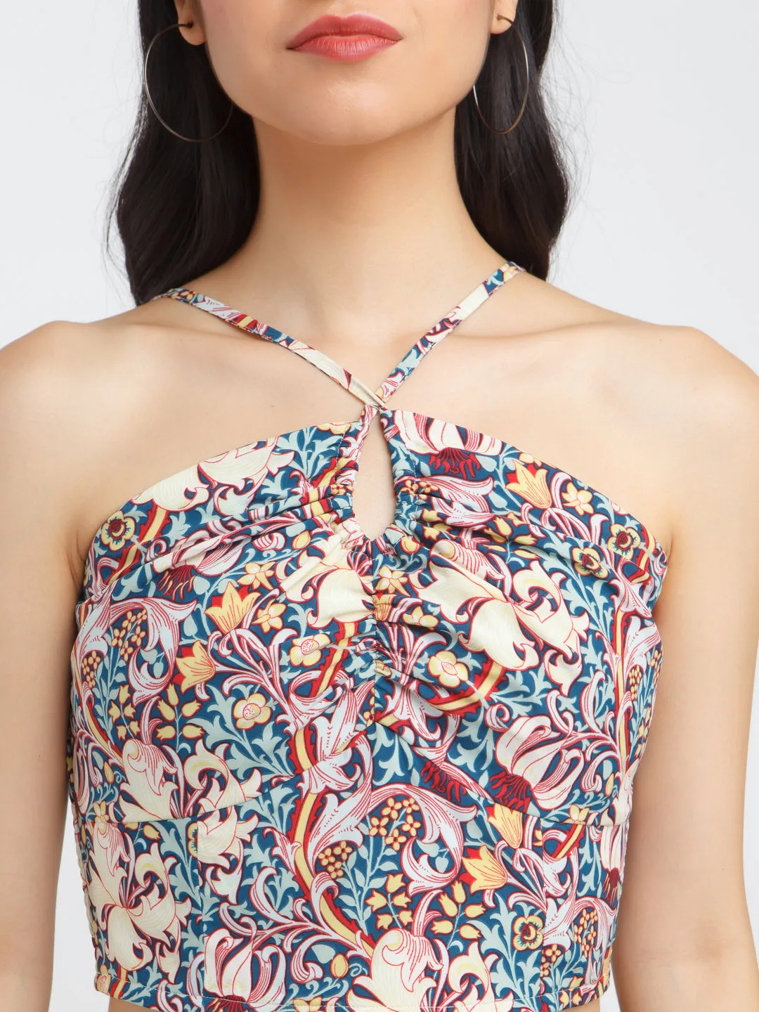 Multicolored Printed Off-shoulder Top