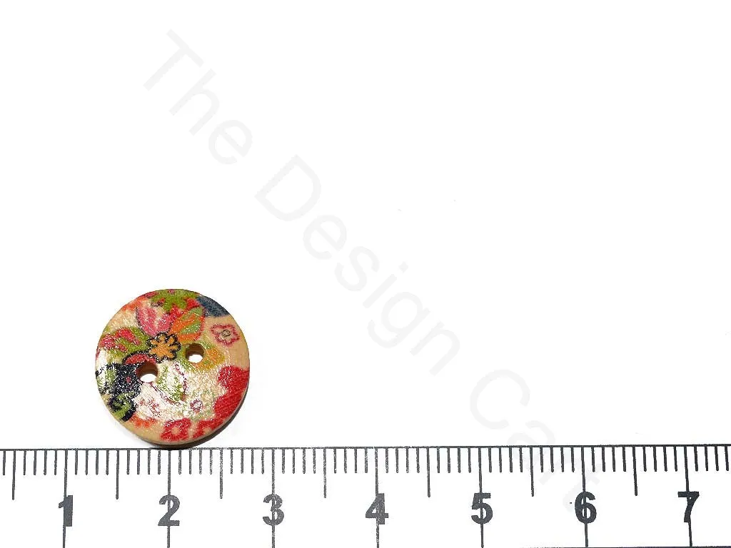 Multicolour Flower Design Wooden Buttons