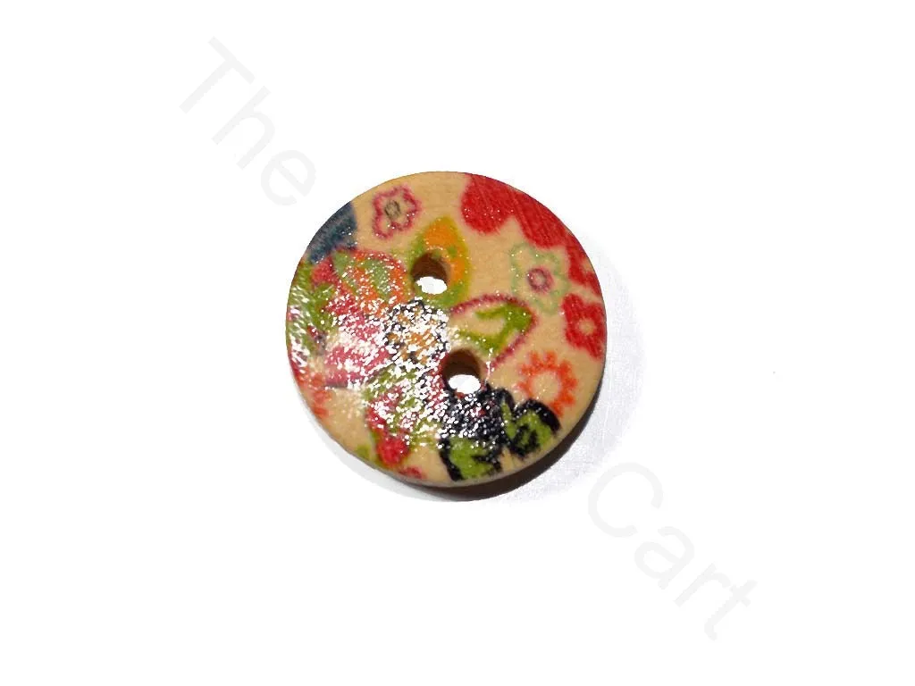 Multicolour Flower Design Wooden Buttons