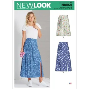 New Look Sewing Pattern N6659 Misses' Pleated Skirt With Or Without Front Slit Opening