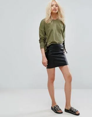 Noisy May leather look skirt