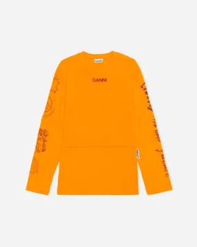 O-neck Dropped Shoulder Long Sleeve - Bright Marigold