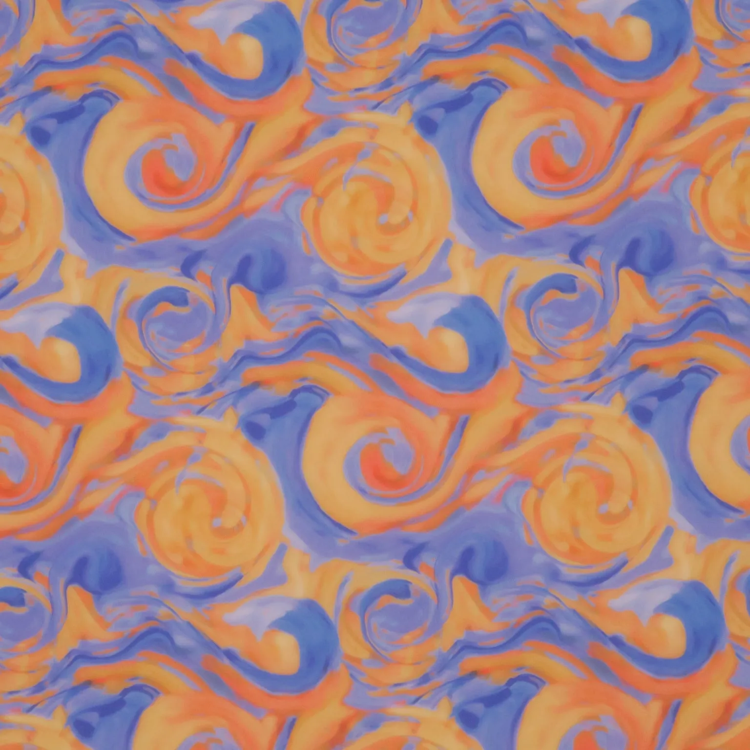 Orange and Purple Water Color Abstract Art Printed Silk Chiffon Fabric