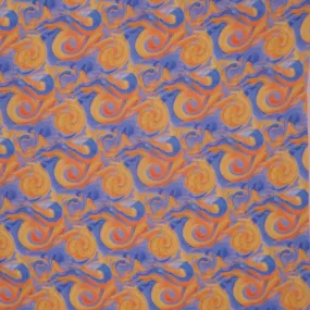 Orange and Purple Water Color Abstract Art Printed Silk Chiffon Fabric