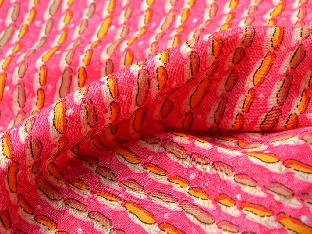 Pink & Golden Stripes Soft Cotton Muslin Fabric