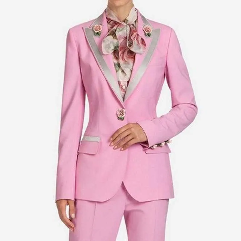 Pink Elegant Fashion Single Button Office Lady Blazer