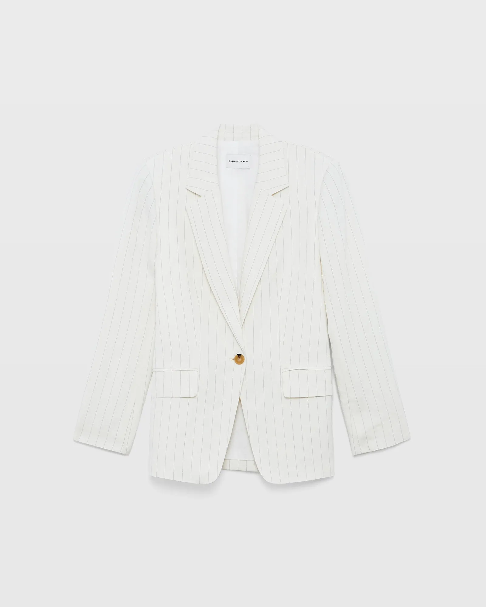 Pinstripe Single-Breasted Linen-Blend Blazer