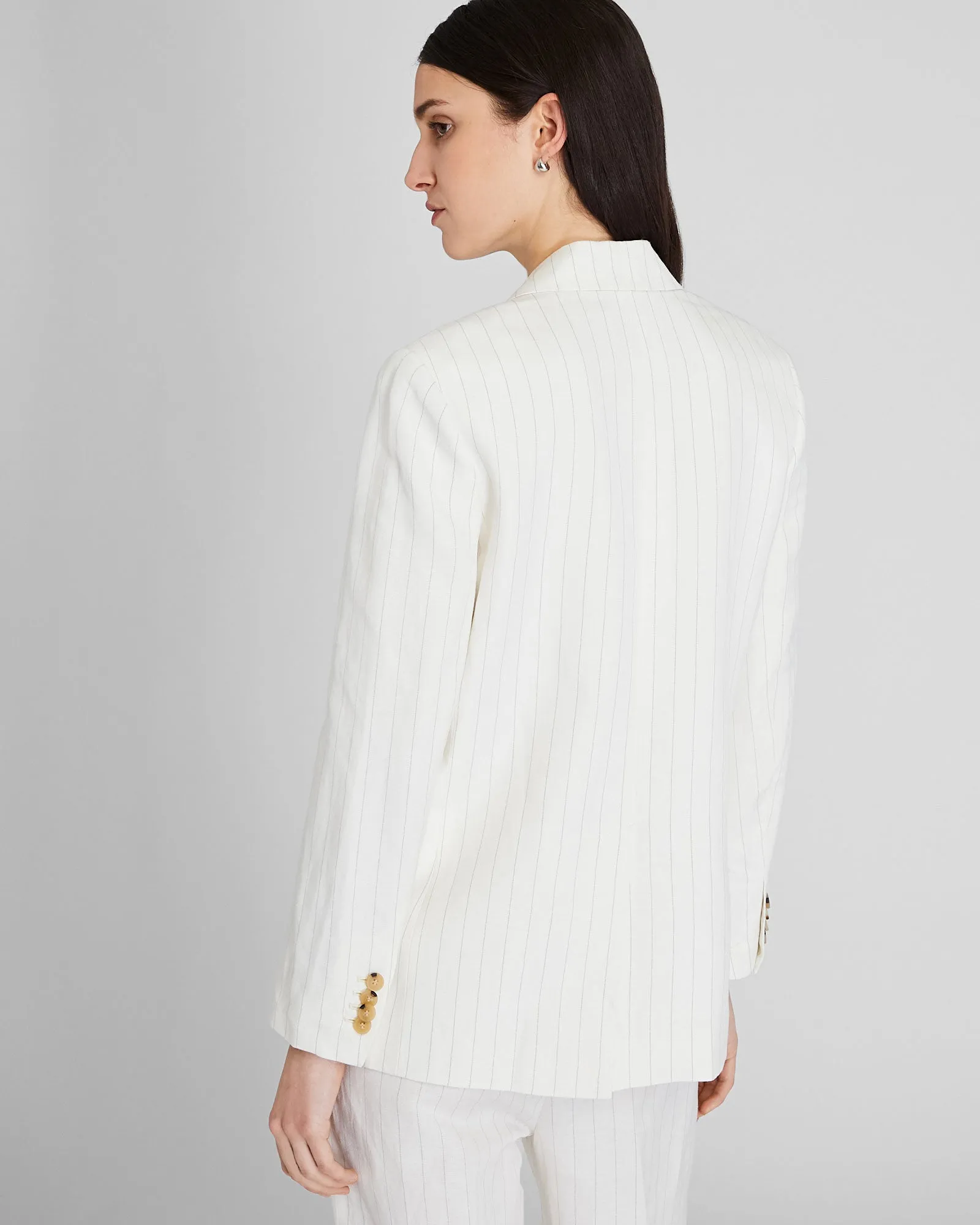 Pinstripe Single-Breasted Linen-Blend Blazer