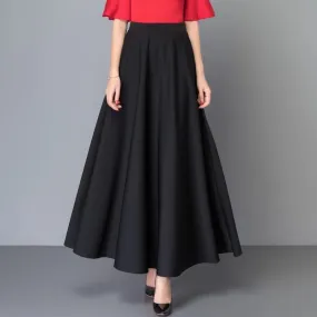 Plus Size Solid Colored Skirt Southeast Asia High Waist Slim Look Four Seasons Elegant Flare A-Line Women Skirt