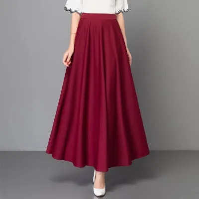 Plus Size Solid Colored Skirt Southeast Asia High Waist Slim Look Four Seasons Elegant Flare A-Line Women Skirt