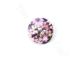 Purple Flower Design Wooden Buttons